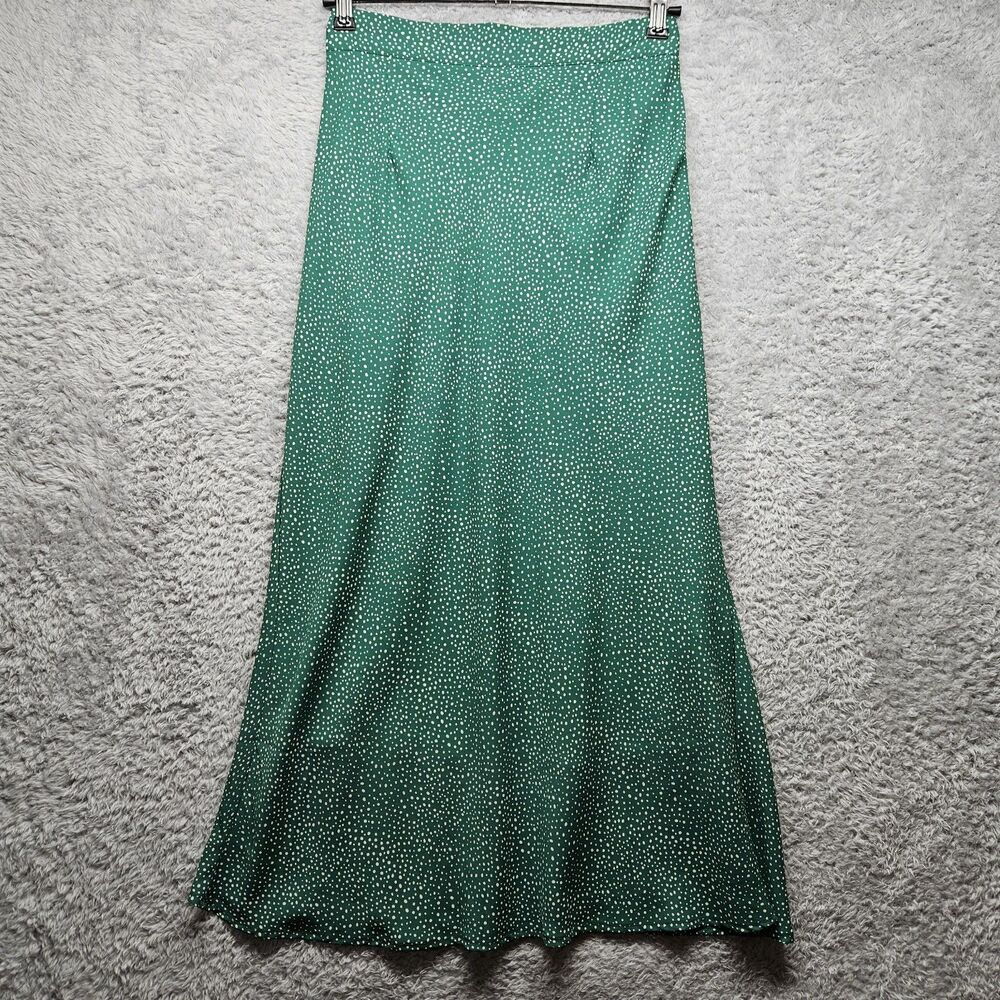 Allie Rose Womens Green Maxi Skirt Ditsy Dots Size M Lightweight Teacher
